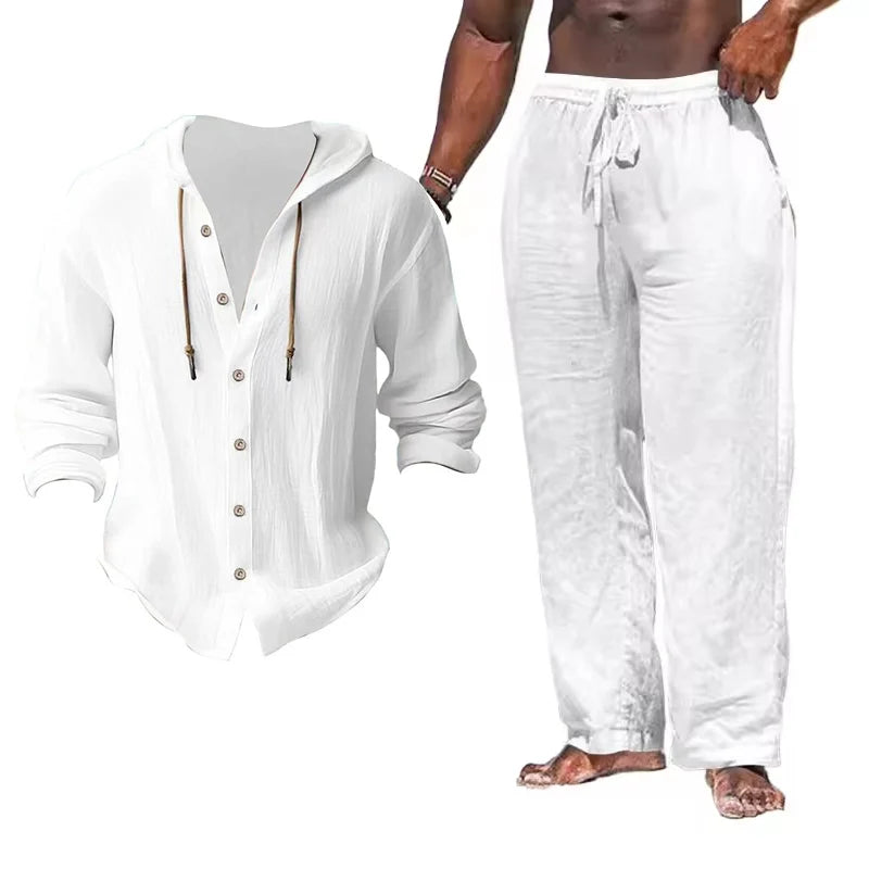 Breathable Linen Sets Mens Summer Lightweight Suits