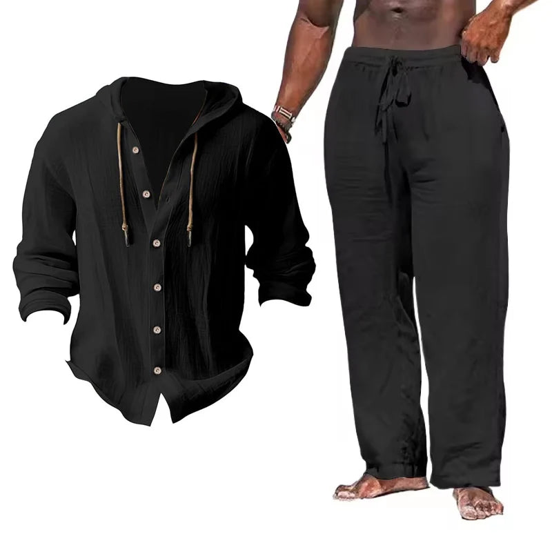 Breathable Linen Sets Mens Summer Lightweight Suits