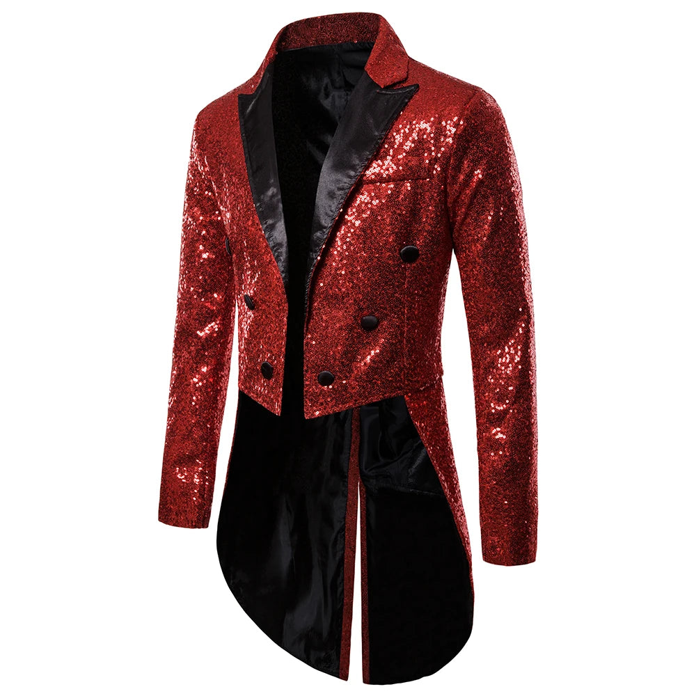 Men's Suit Round Sequin Button Tuxedo
