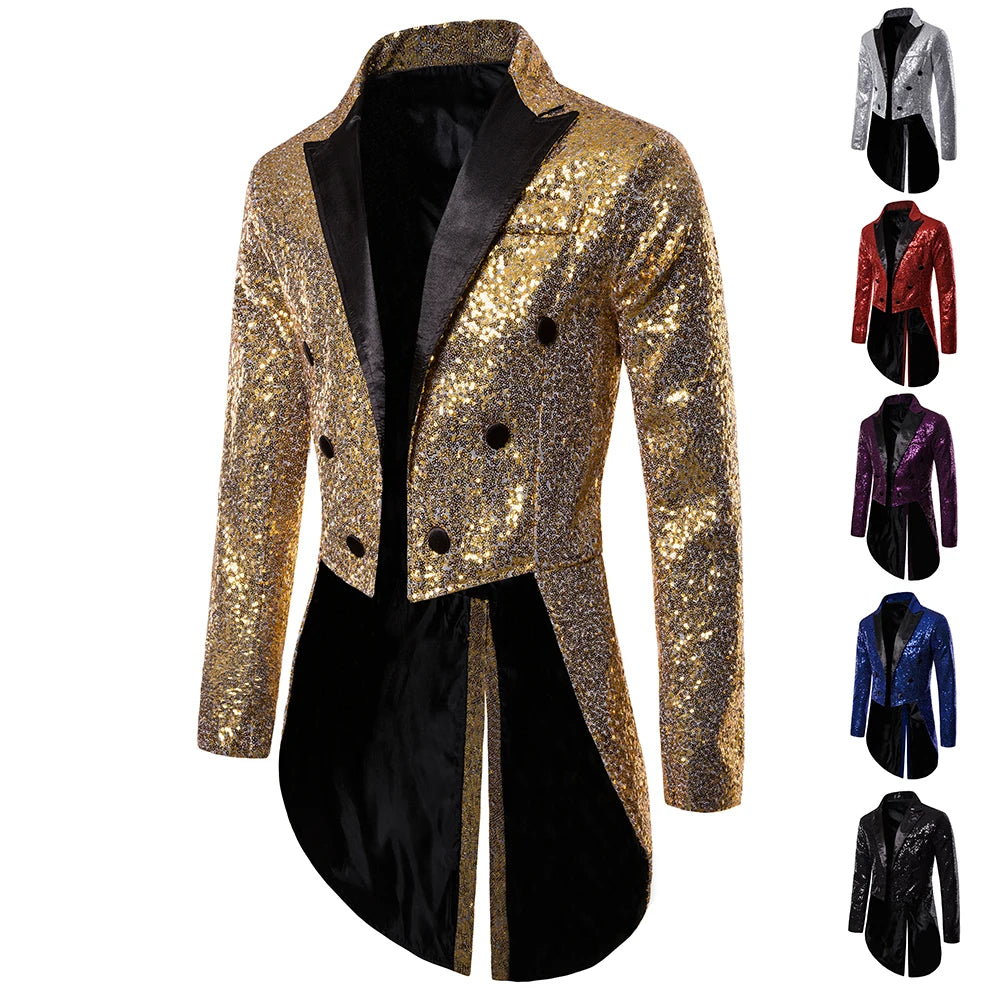 Men's Suit Round Sequin Button Tuxedo