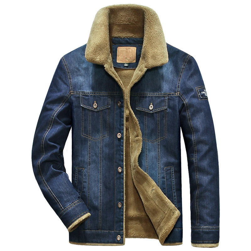 Winter Denim Jacket Men Windbreaker