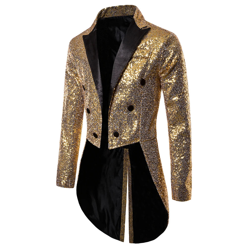 Men's Suit Round Sequin Button Tuxedo