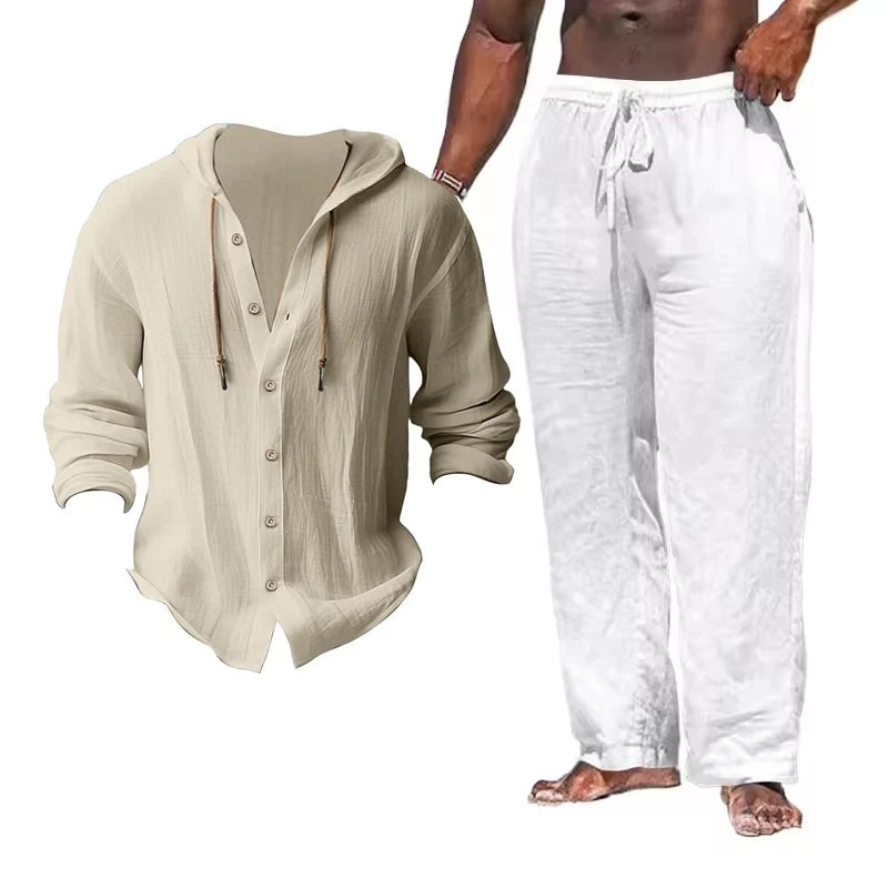 Breathable Linen Sets Mens Summer Lightweight Suits