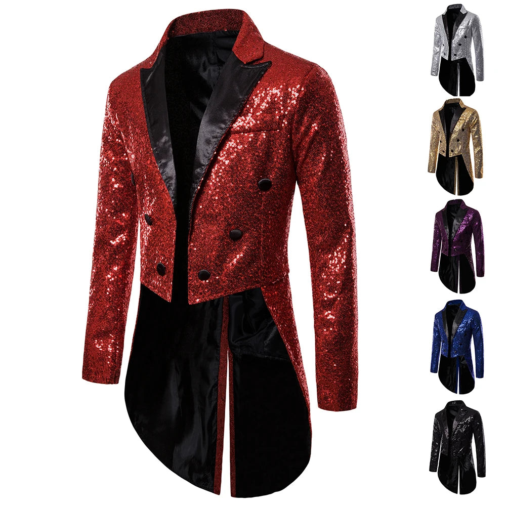 Men's Suit Round Sequin Button Tuxedo
