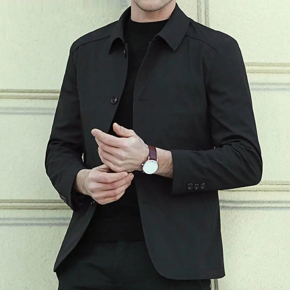 Men Outerwear Elegant Men's Mid Length Business Coat