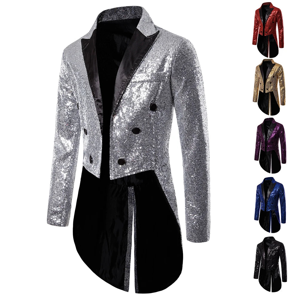 Men's Suit Round Sequin Button Tuxedo