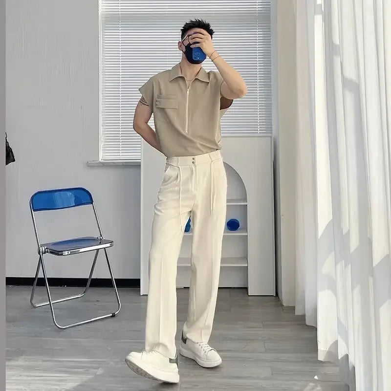 Draped Trousers For Men Office Fluid