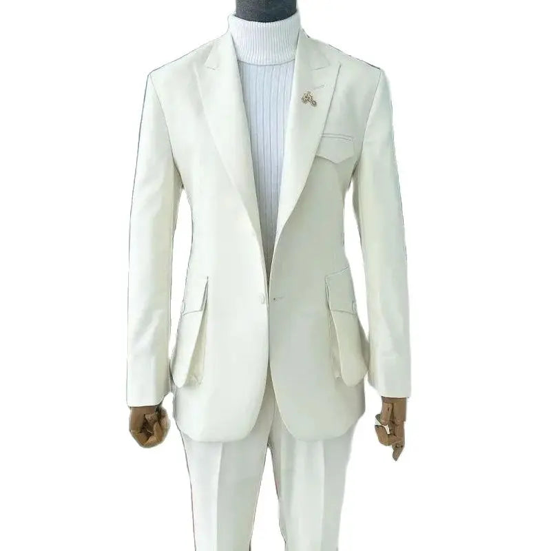 White Wedding Men's Suits Masculino Elegant Costume
