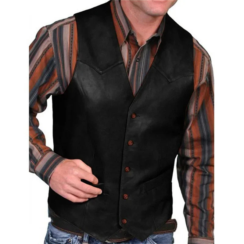 Leather Vest for Men Motorcycle Colete