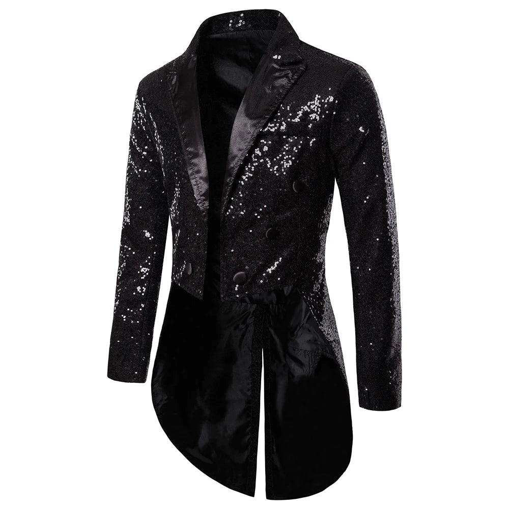 Men's Suit Round Sequin Button Tuxedo