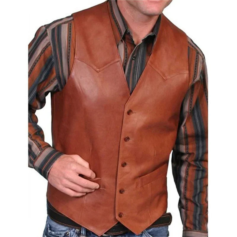 Leather Vest for Men Motorcycle Colete