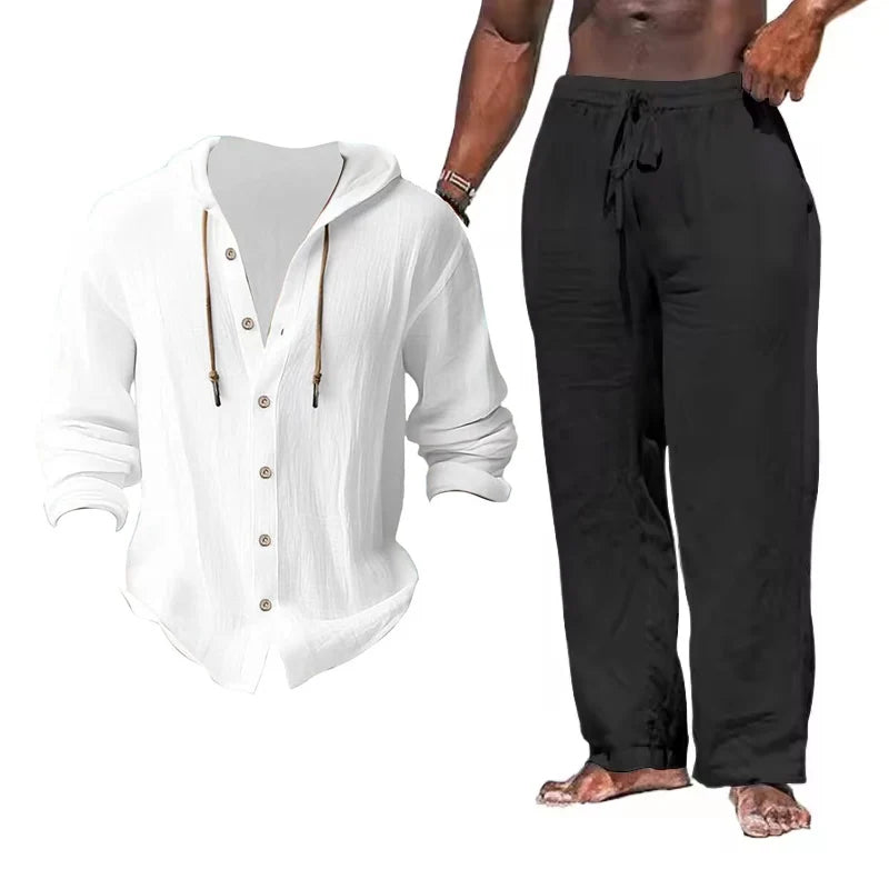 Breathable Linen Sets Mens Summer Lightweight Suits