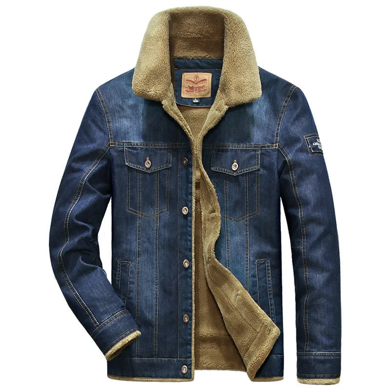 Winter Denim Jacket Men Windbreaker
