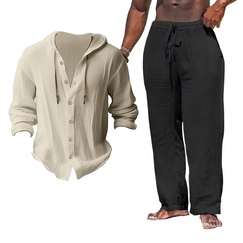 Breathable Linen Sets Mens Summer Lightweight Suits