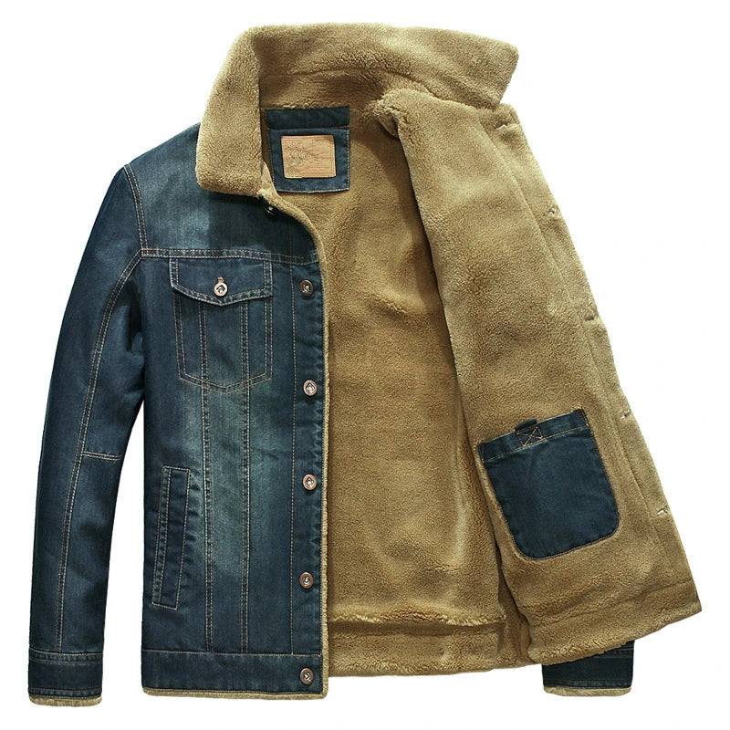 Winter Denim Jacket Men Windbreaker