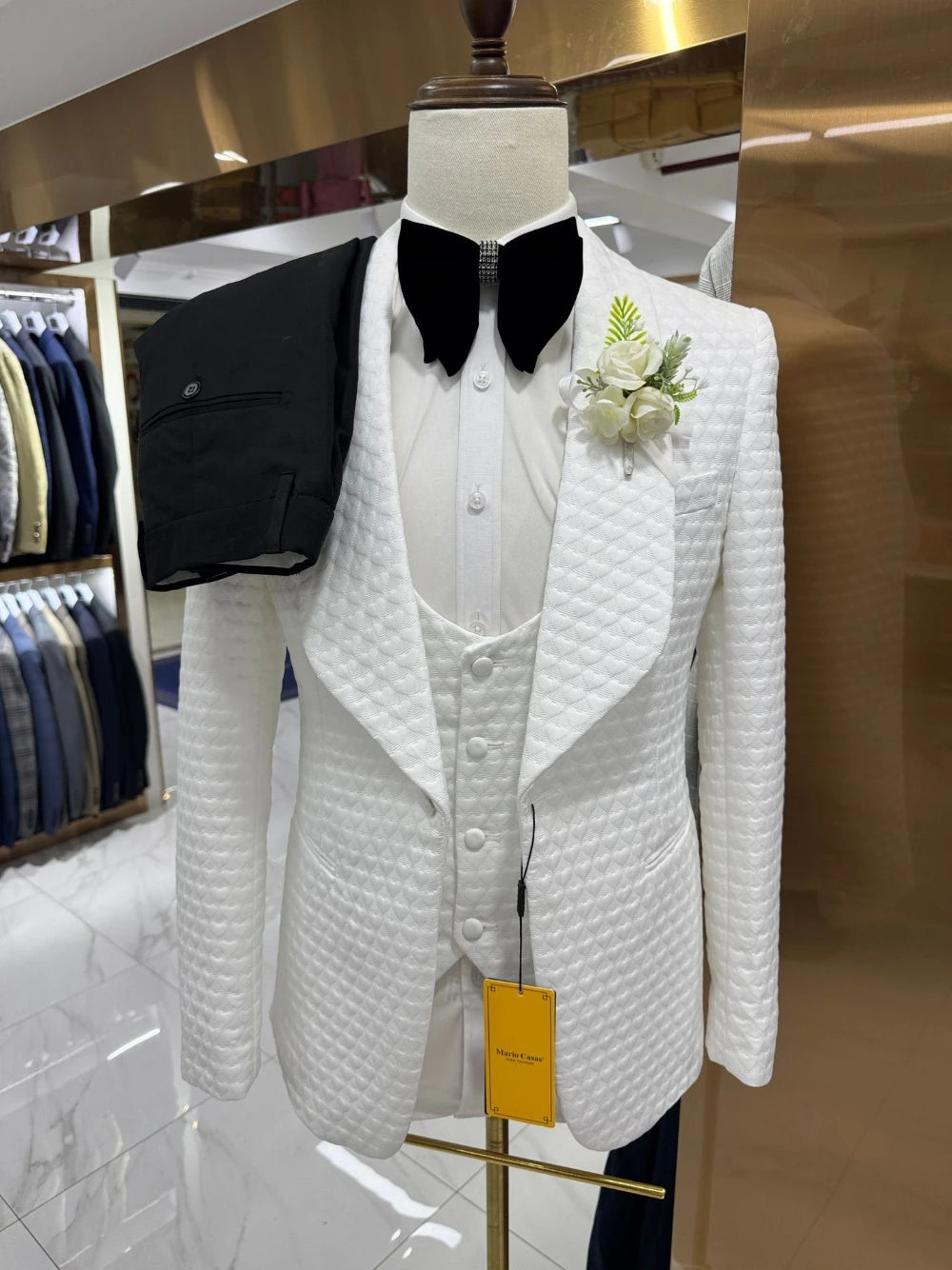 Mens Three Piece Jacquard Suit Set,