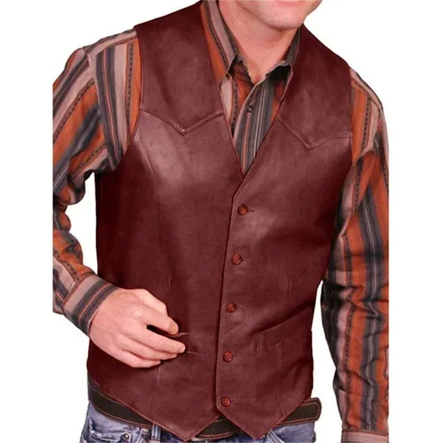 Leather Vest for Men Motorcycle Colete