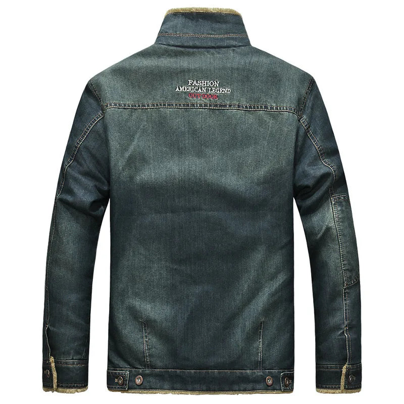 Winter Denim Jacket Men Windbreaker