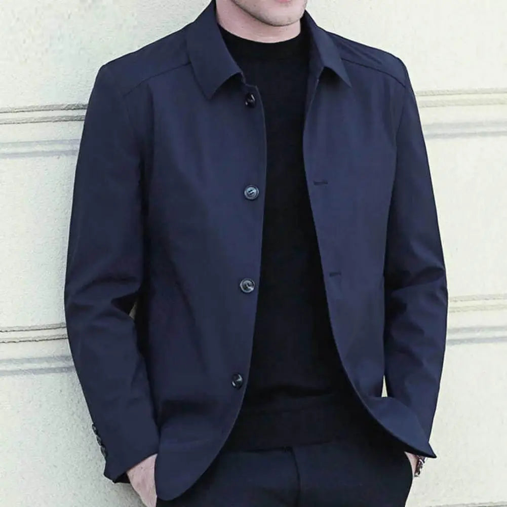 Men Outerwear Elegant Men's Mid Length Business Coat