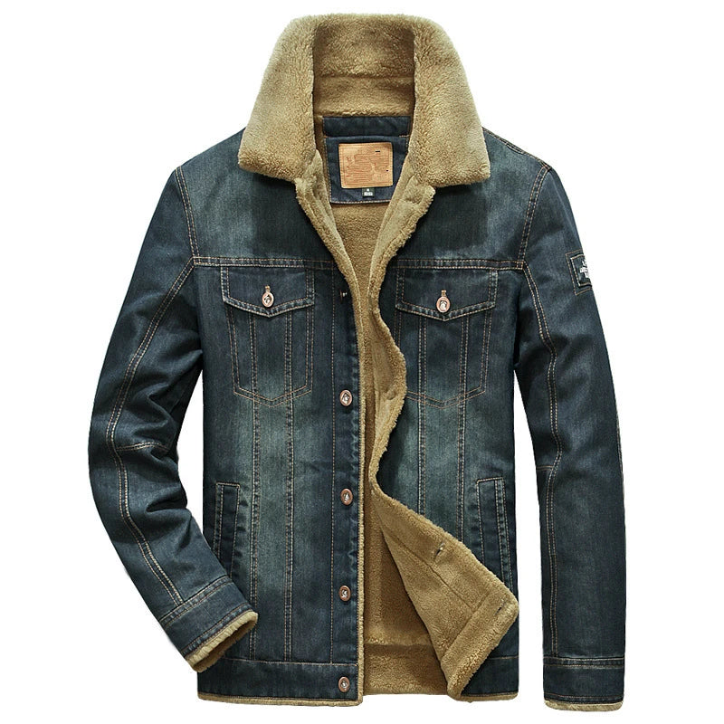 Winter Denim Jacket Men Windbreaker