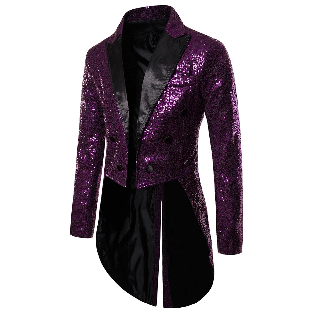 Men's Suit Round Sequin Button Tuxedo