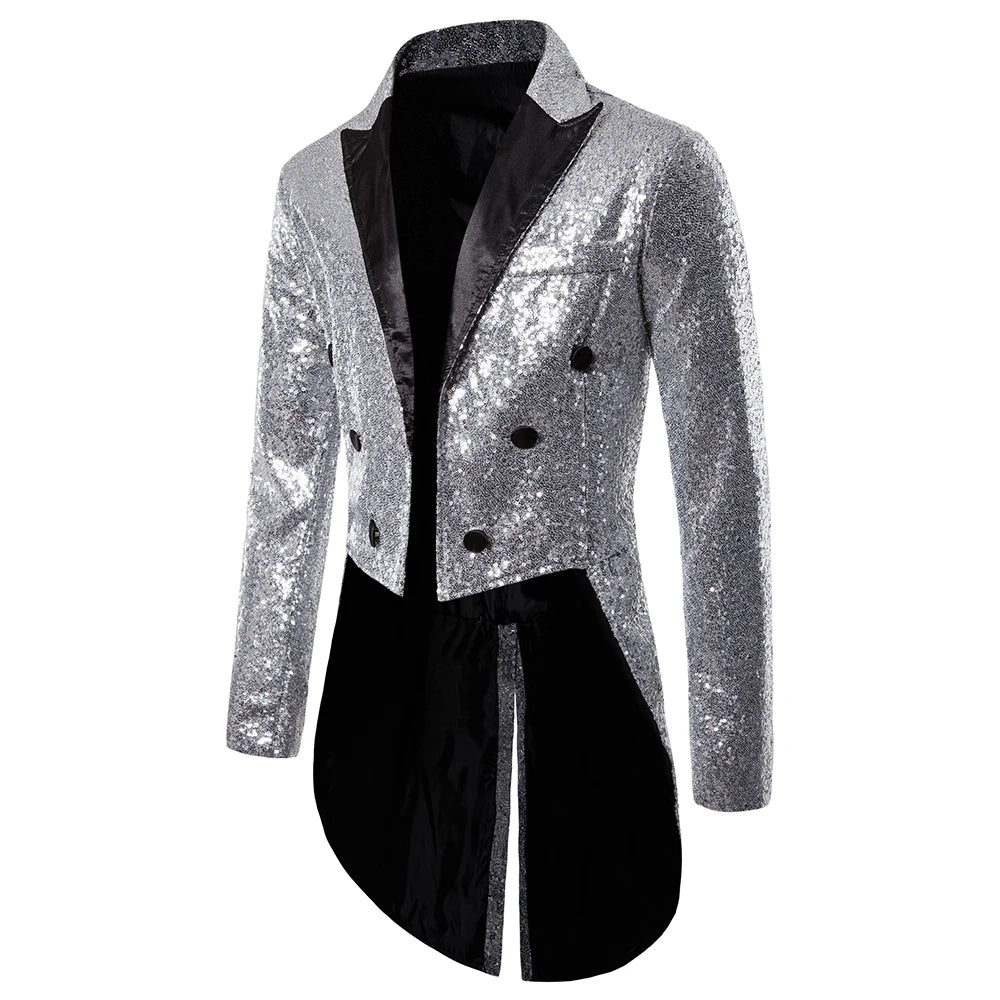 Men's Suit Round Sequin Button Tuxedo
