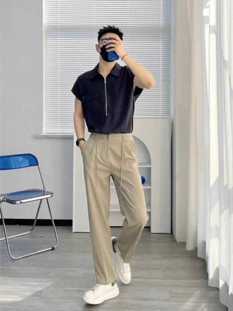 Draped Trousers For Men Office Fluid